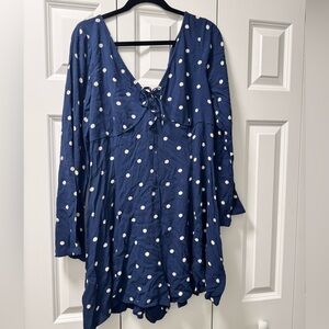 American Eagle Outfitters Navy & White Polkadot romper
